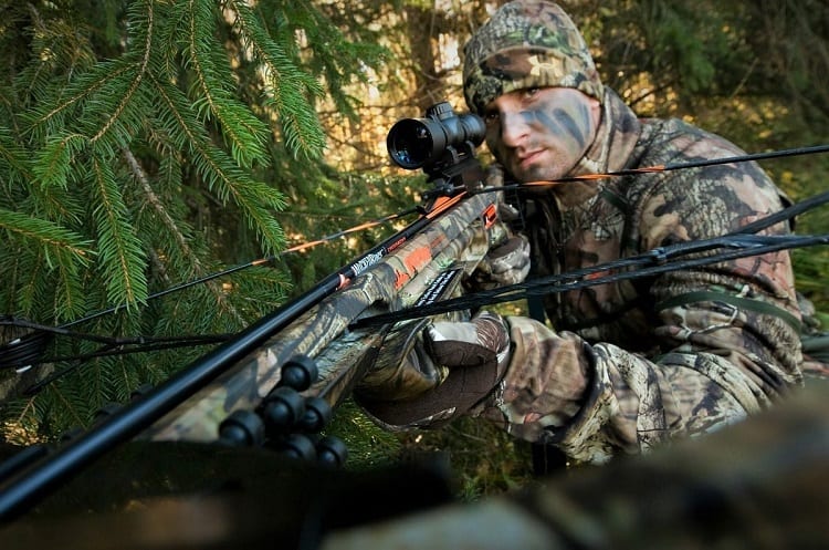 Man Holding Crossbow At Full Draw