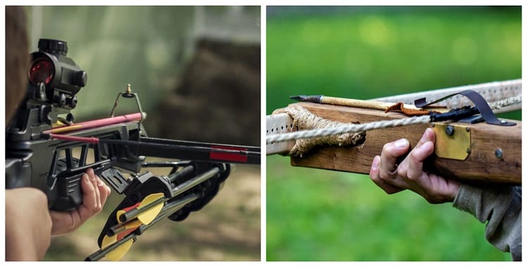 Holding Two Different Crossbows