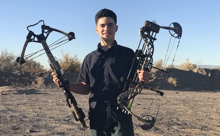 Man Holding Average Modern Crossbow and Best Compound Bows