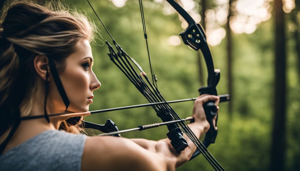 A  women's compound bow set - new product with maximum stability...